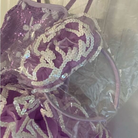 NEW IN BAG Size LC Dress Up Dance Costume Pink Purple Style RC16882 W/Headband - Picture 3 of 5